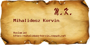 Mihalidesz Korvin névjegykártya
